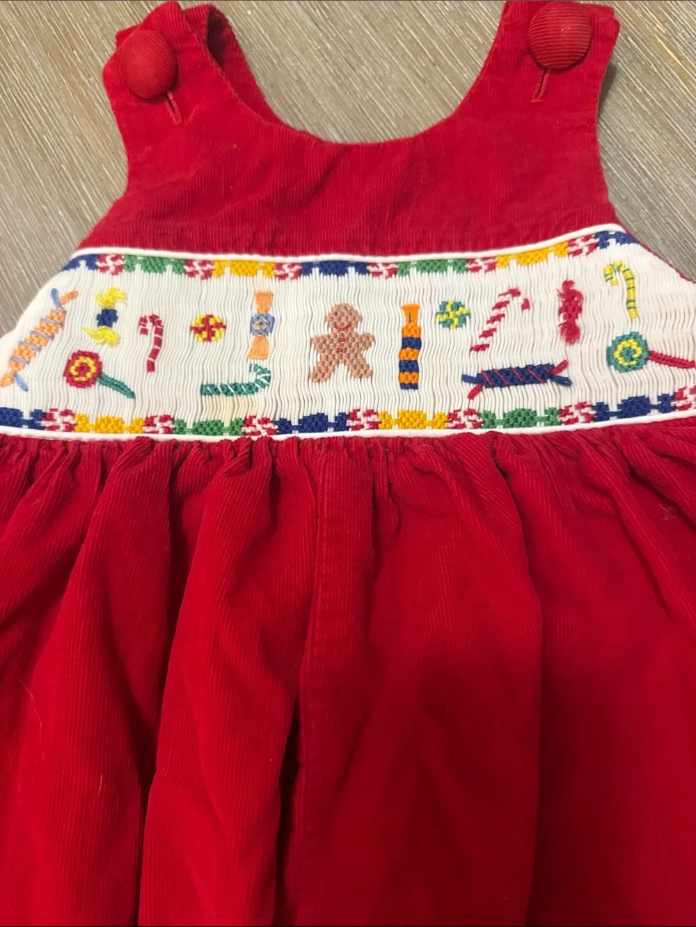 Red Smocked Corduroy Bubble Romper - Kids Jumpsuit